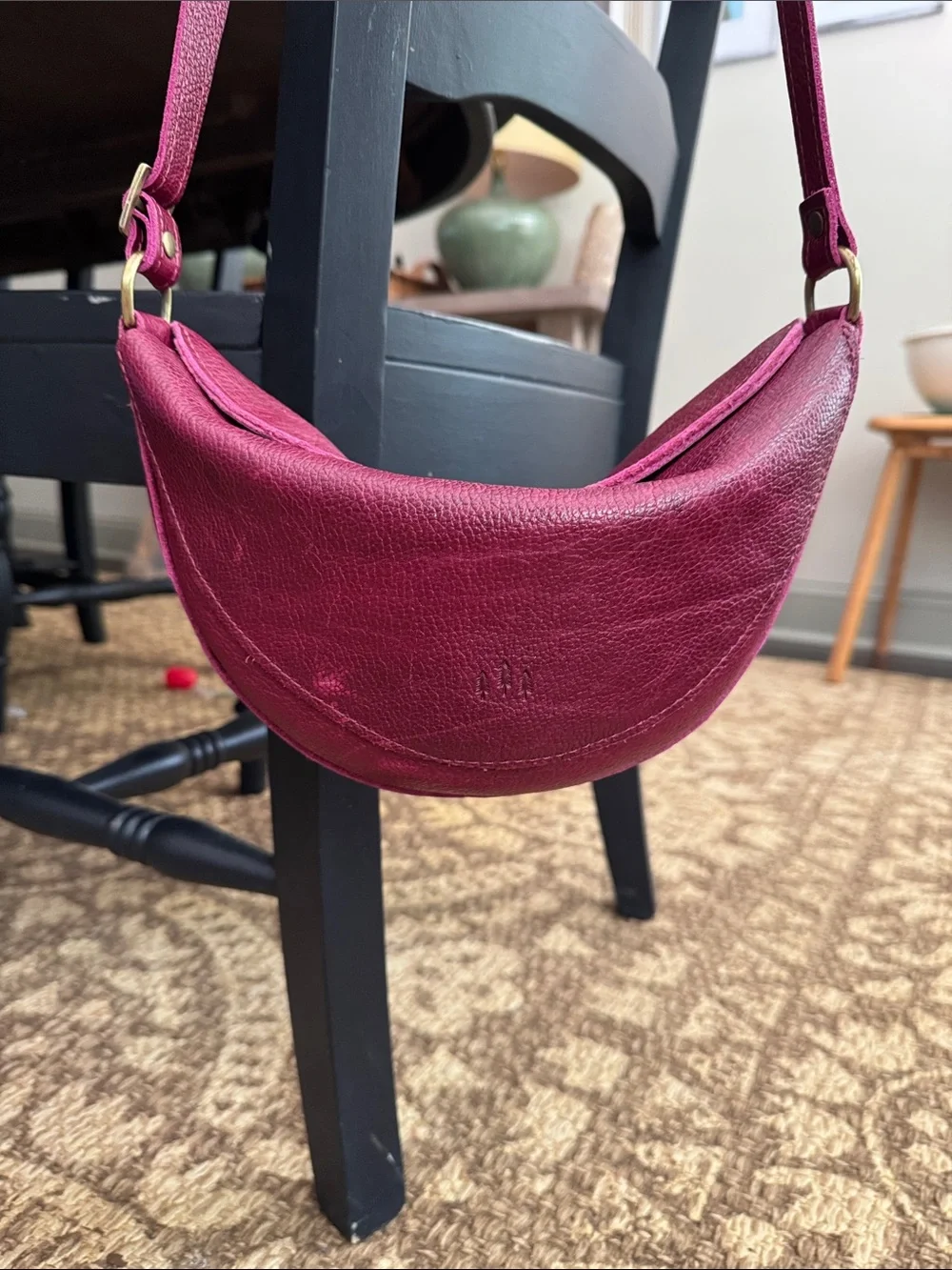 Portland Leather Crescent Crossbody in Berry - Picture 3 of 5